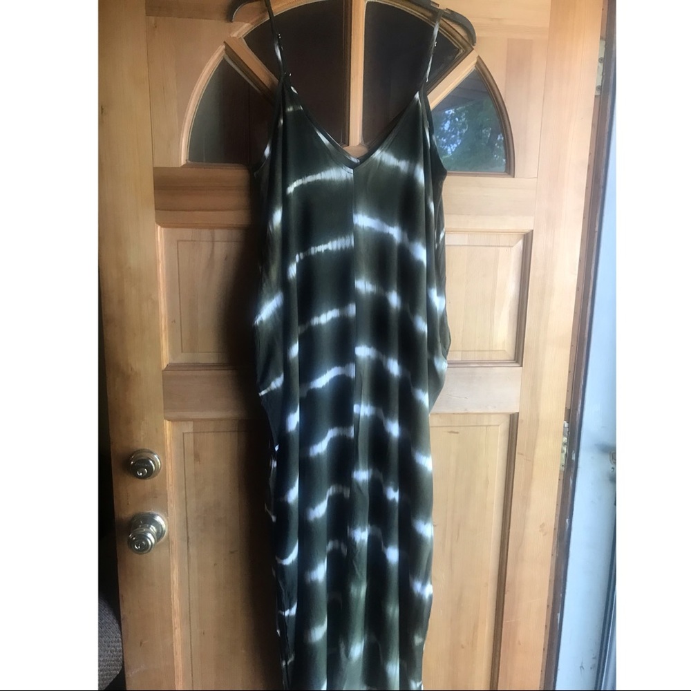 Green and White Maxi Summer Dress